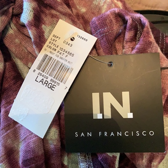 I. N. San Francisco Dolman Sleeve Tie-Dye Twist Back Top in Dark Mauve - Picture 12 of 15